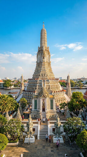 Wat Arun temple on the Chao Phraya river in Bangkok